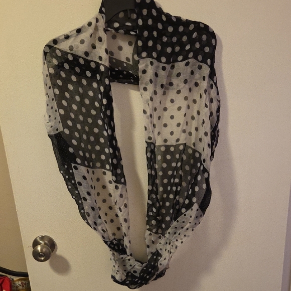 Polka Dot Infinity Scarf - Black and White - Picture 2 of 3